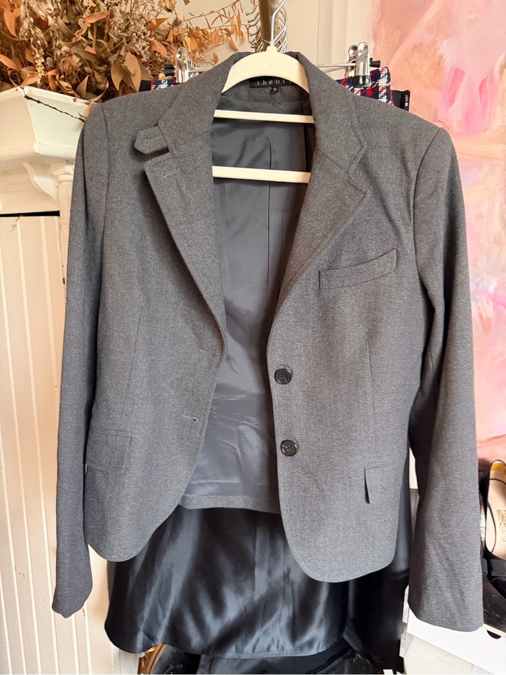 Theory Gray Women's Two-Button Blazer - Picture 5 of 5